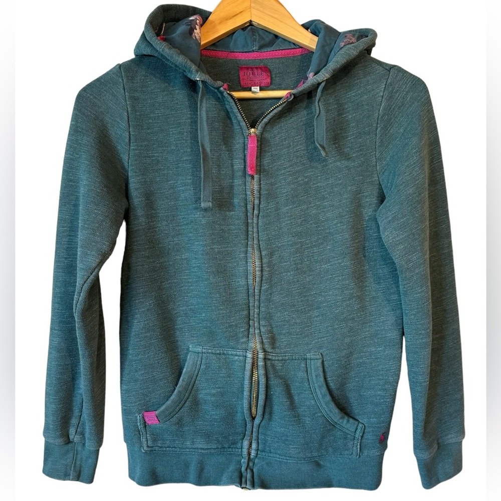 Joules Womens Beachley Hooded Zip Sweatshirt Green Marl | Size 6